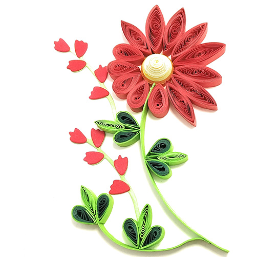 flor roja en filigrana
